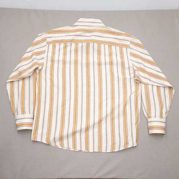 Bam Jeans Mens Large Button Up Shirt Striped Beige Orange Classiccore Gorp Norm - Picture 5 of 11